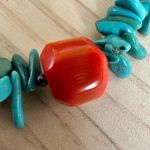 Bold Turquoise Nugget & Red Coral Statement Necklace Blue Photo 8
