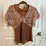 Savanna Jane Brown and Pink Embroidered Aztec Print Top Photo 1