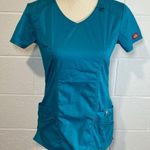 Dickies Teal Short Sleeve V-Neck Scrubs Top Photo 1