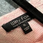 Witty Fox Pink Lips Print Long Sleeve V Neck Pullover Knit Sweater XL Photo 1