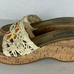 Mudd  Vintage Y2K Cork Platform Sandal Size 9 Raffia Floral Sequins 90s Chunky Photo 0