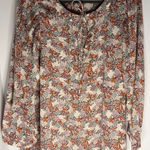 Loft Floral Print Blouse Long Sleeve Women's Size L Boho office workwear Photo 0