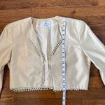 Melony Women’s 100% Silk Ivory Cropped Lined‎ Shrug Jacket Size 6 White Photo 14