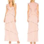 BCBGMAXAZRIA  Ruffled V-Neck Sleeveless Long Evening Gown Lavender Pink Women's 6 Photo 1