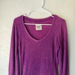 Kirra  Y2k Purple V-Neck‎ Long Sleeve Thermal Top Women's Medium Waffle Photo 1