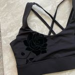 Zyia [ Active] Velvet Floral Black Strappy Sports Bra- Medium Photo 7
