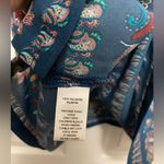 Loft Teal Blue Paisley Print Scoop Neck Flutter Short Sleeve Blouse Photo 2