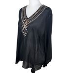 Ellen Tracy NWT  Black Sequin All That Glitters Sheer Blouse Top Large Photo 6