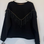Hayley Menzies Ada Suede Black Fringe Sweatshirt Black Sz Medium Photo 0