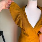 Madewell  wrap maxi linen blend Mustard Wrap Dress Photo 4