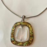Lia Sophia High Tide Necklace Pendant Silver Square Abalone Mother Pearl Stone Photo 1