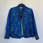Chico's Chico’s Silk Blend New York City Taxi, Market, Bakery Printed Blazer Jacket Photo 0