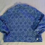 Ruby Rd . Woman's Printed snap 3/4 Sleeve Jacket 14P Blue Geometric Pattern Photo 7