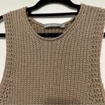 Vince  Chunky Waffle Knit Sweater Tank Khaki Small Photo 5