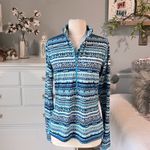 Nike  Pro Dri Fit Pullover Blue Print Athletic Top Womens Performance Photo 2