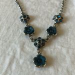 Blue Floral Silver Tone Necklace & Earrings Set Photo 9
