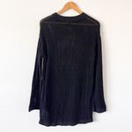 Quince Organic Cotton Open Knit Long Sleeve Cover Up Mini Dress in Black Photo 9