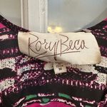 Rory Beca  Pink & Black 100% Silk Boho Southwestern Aztec Tie Blouse Top Size M Photo 6