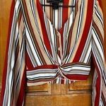 Polly & Esther  Junior’s striped twist detailed button‎ front top size small Photo 0