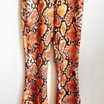 Princess Polly Orange Snake Print Bell Bottom Pants, Y2K, Festival,‎ Edgy, Retro, 2000s, Size 0 Photo 0