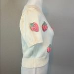 Luna Ivy Cropped Knit Strawberry Sweater Size Small NWT Pink Photo 1