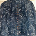 LRL Lauren Jeans Co. Women's Floral Button Up Jacket Denim, Linen Blend Size 16 Blue Photo 1
