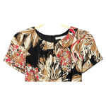 Trina Turk Top Size 2 Black Brown Floral Peplum Short Sleeve Preppy Work Office Photo 4