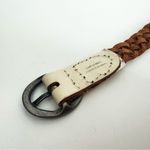 Vintage Genuine Leather Slim Braided Belt in Ivory | Size M/L White Photo 3