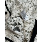 Issi  Cream Lace Cardigan Black Trim Button‎ Down Long Sleeve Elegant Photo 9