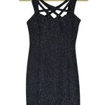 Eliza J Dark Navy Crisscross Strap Cut Out Sparkly Glitter Mini Dress Size 2 Photo 2