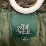 Wild Fable  Coat Women Medium Faux Fur Hood Bomber Jacket Green Cozy Photo 3