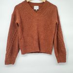 Pink Rose Women's Sweater Autumn Color Rust Size Small Knitted Cropped Photo 1