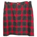 Eddie Bauer Vintage Charcoal Gray & Red Gingham Plaid Mini Skirt EUC Size 8 Photo 0