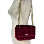 Victoria's Secret Victoria’s Secret Velvet Bond Street Shoulder Bag Cranberry Gold tone Chain Stud Photo 3
