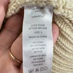 Olivia Grey Beige Cream Cable Knit Ribbed Mockneck Sweater Fisherman Cottagecore Tan Size L Photo 3