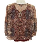 Ella Moss  Long Sleeve Graphic Silk Blouse Size XS Photo 7