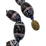 Authentic Heavy Antique/Vintage 10K Gold Ceramic Oval Trade Beads Necklace Black Photo 2