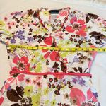 Cherokee  Floral V Neck Scrub Top Women’s XS Swiss Dot Colorful Ruffle Cotton Photo 5