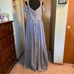 NWOT light blue chiffon sleeveless bridesmaid dress size 16 lace up back Photo 2