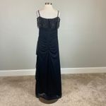 XScape Off the Shoulder Beaded Chiffon Evening Gown Blue Size 14 Long Formal Photo 5