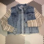 Ramy Brook New Thelma Jean Jacket Mixed Media Tweed Denim Crop Raw Hem Natural Photo 4
