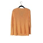 Eileen Fisher  Orange Linen Blend V-Neck Loose Knit Sweater Sz‎ M Photo 3