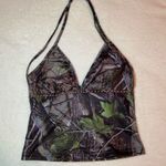 Romwe  Goth Leaf Print Camouflage Halter Top Photo 0