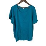 Boutique‎ Women 2X Teal Blue Pullover Shirt Colorful Minimalist Feminine Casual Photo 1
