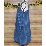Wrangler  Retro Women's L Striped Denim Sleeveless Button-Down Mini Dress Pockets Photo 4