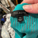 Talbots Cute minty green aqua scalloped hem pointelle knit sweater single hook sheer Photo 3