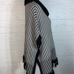White House | Black Market  black white fringe poncho size M Photo 3