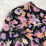 Free People  Maybel Sheer Floral Tie Front Peplum Top Crop Black‎ Pink Small New Photo 4