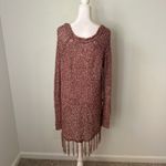 Free People maroon loose knit long sleeve sweater size S Photo 4
