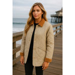 Bogari Silk Camel Quilted Jacket L Corduroy Collar Quiet Luxury Equestrian VTG Tan Size M Photo 1